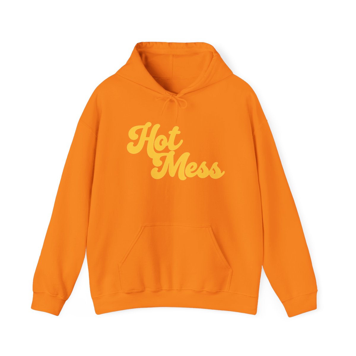Hot Mess hoodie | Retro Script Yellow Text Hooded Sweatshirt | Alix Earle & Ashtin Earle Merch | Earl Meets World Merch - alternate angle 4, merchandise
