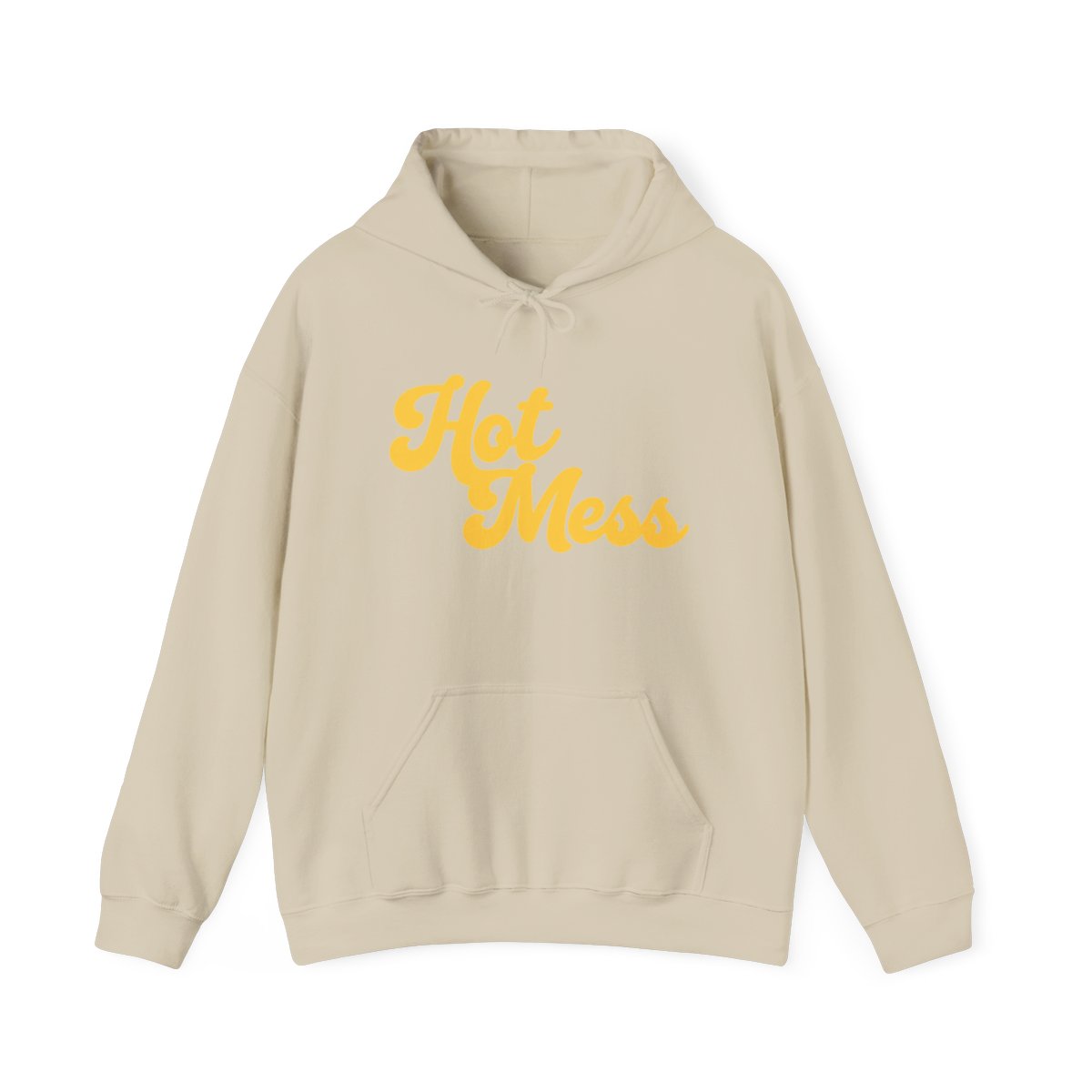 Hot Mess hoodie | Retro Script Yellow Text Hooded Sweatshirt | Alix Earle & Ashtin Earle Merch | Earl Meets World Merch - alternate angle 3, merchandise
